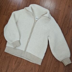 Aerie Cream Women's Zip-Up Sweater Size Medium